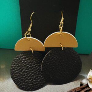 Trendy Black Round Drop Earrings - Bold Elegance